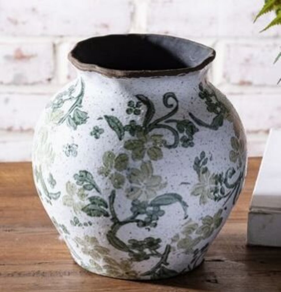 Two Tone Green Floral Vase
