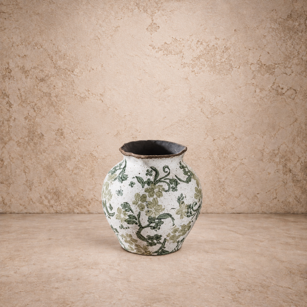 Two Tone Green Floral Vase