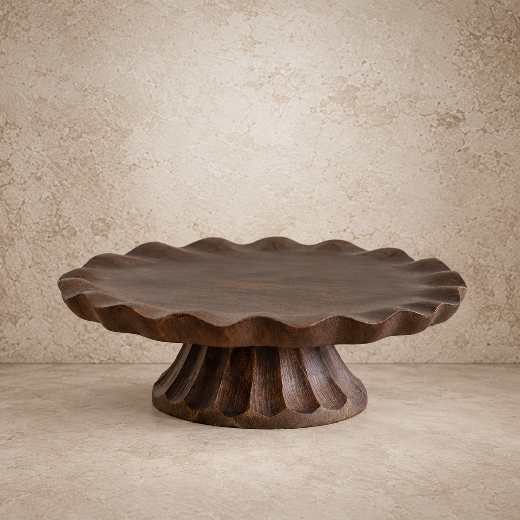 Dark Mango Wood Cake Plate
