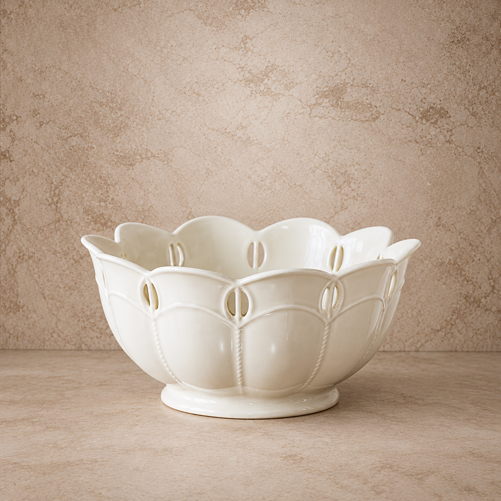 Scallop Top Ivory Deco Bowl