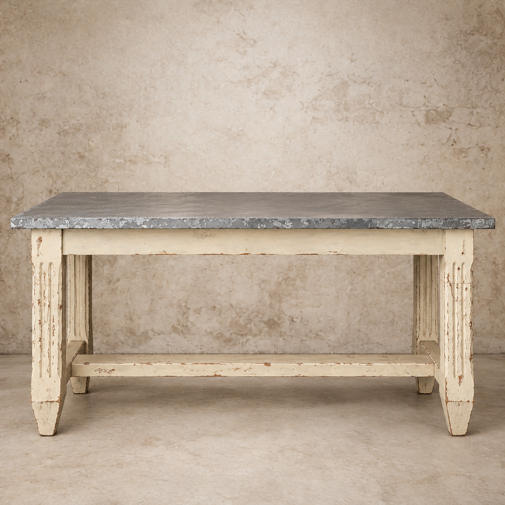 Amazing Wood Table with Galvanized Wrapped Top