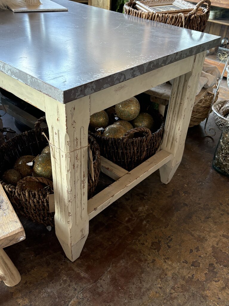Amazing Wood Table with Galvanized Wrapped Top