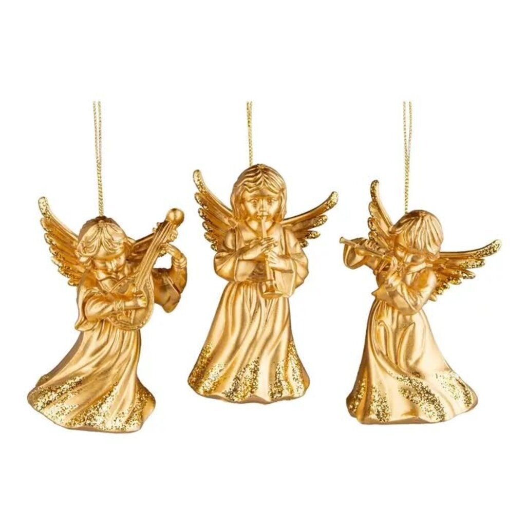 Antique Gold Acrylic Musical Angel Ornament