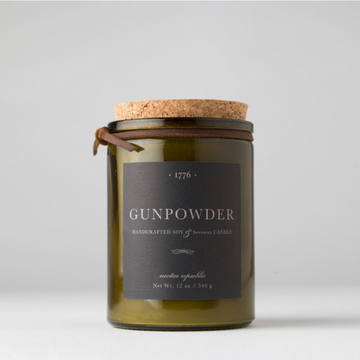 1776 Gunpowder Beeswax Candle, 12 oz