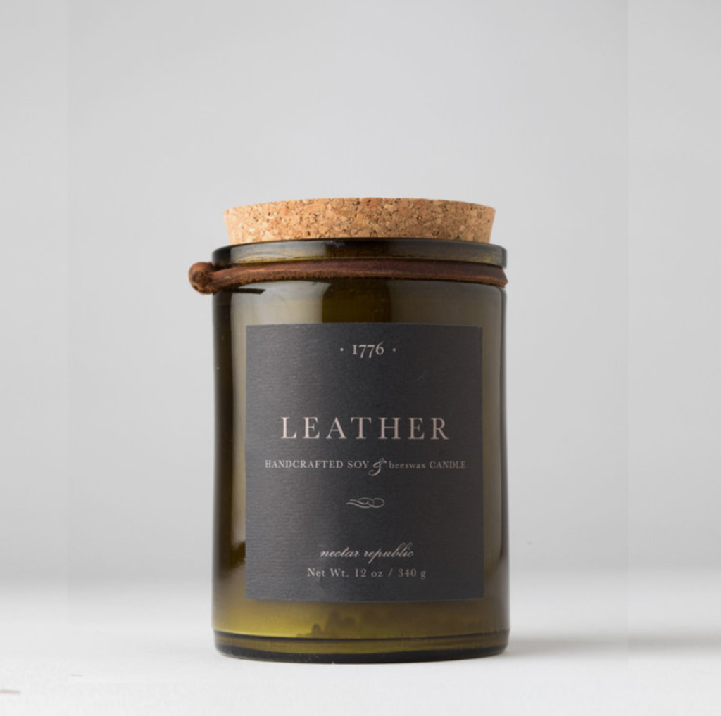 1776 Leather Beeswax Candle 12 oz