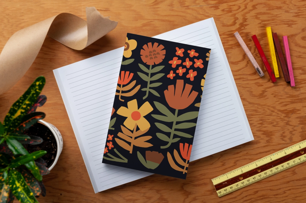 Chunky Floral Black Notebook