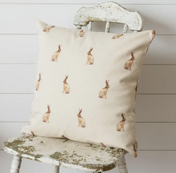 Reversible Rabbit And Tan Check Pillow