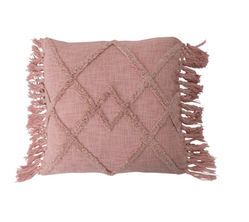 Pink Cotton Tufted Pattern Pillow