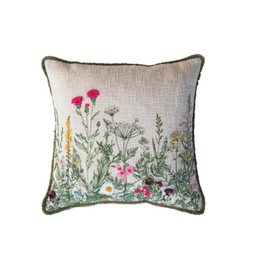 Cotton Slub Floral Printed Pillow