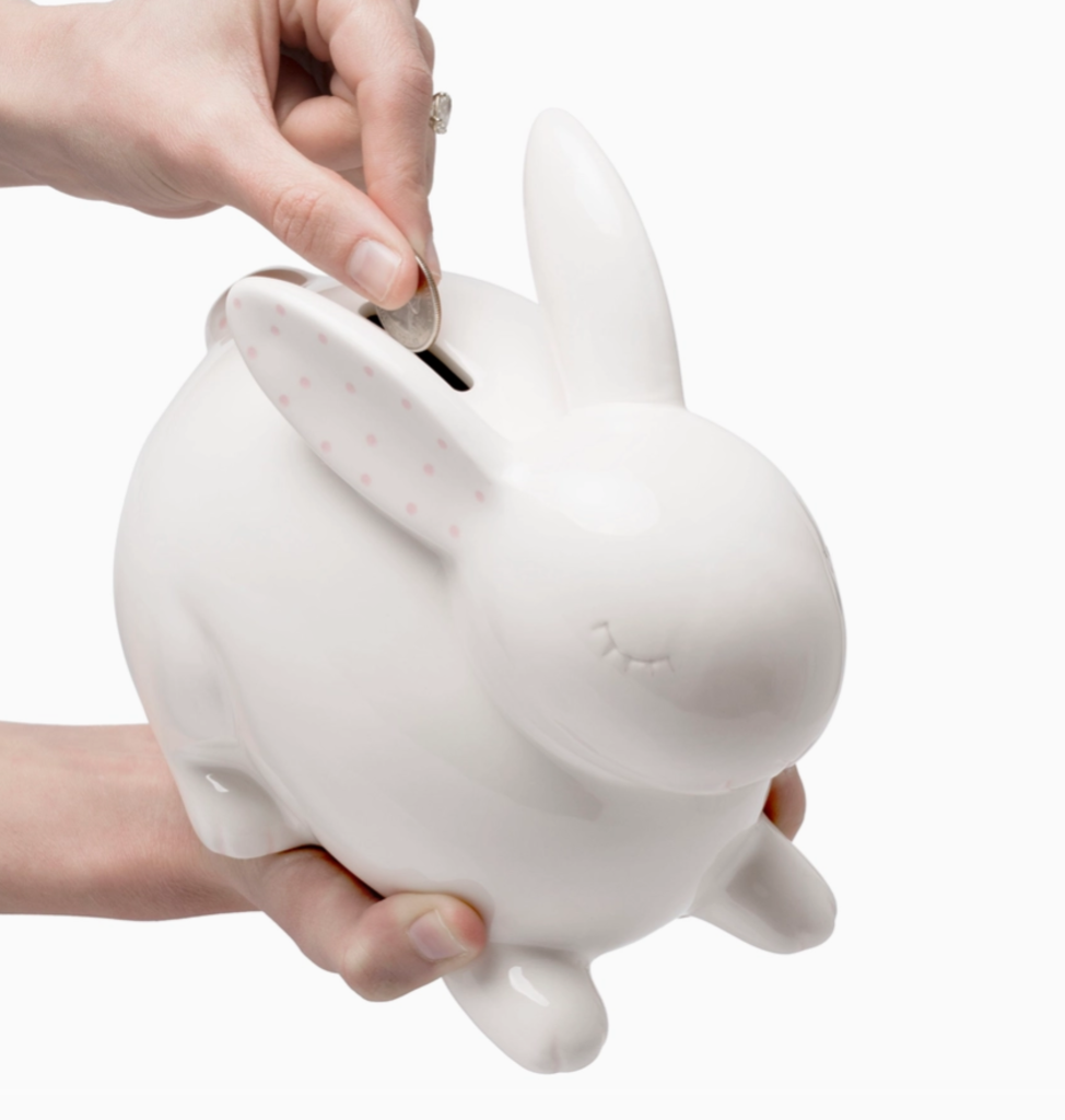 Ceramic White Bunny Money Bank