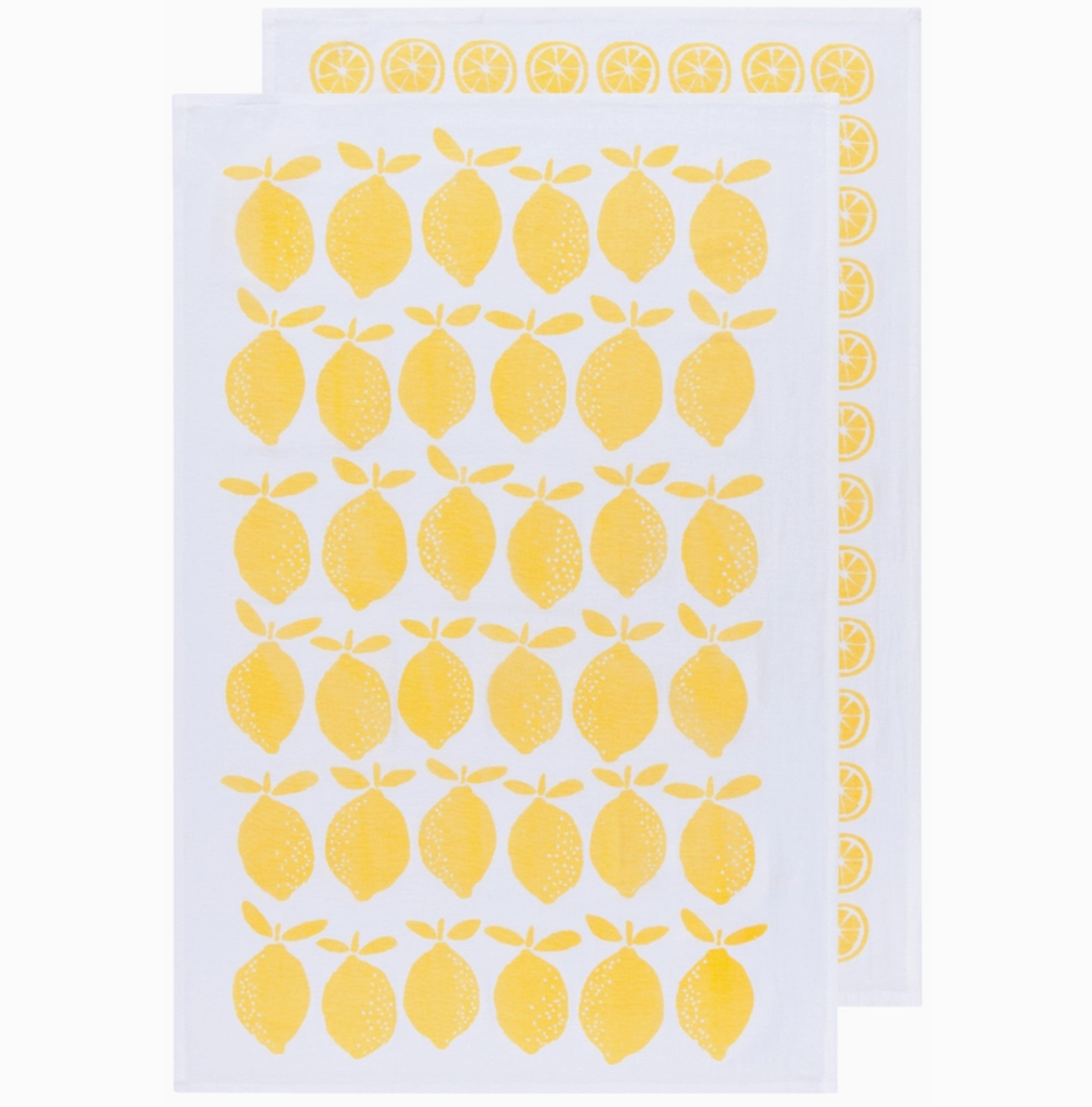 Lemon Print Yellow Floursack Dishtowel