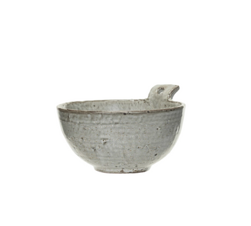 Cream Stoneware Bowl w/ Handle