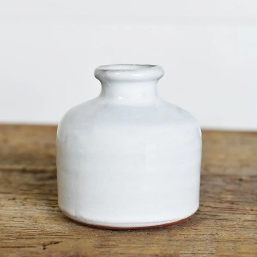 3" Fat White Round Vase
