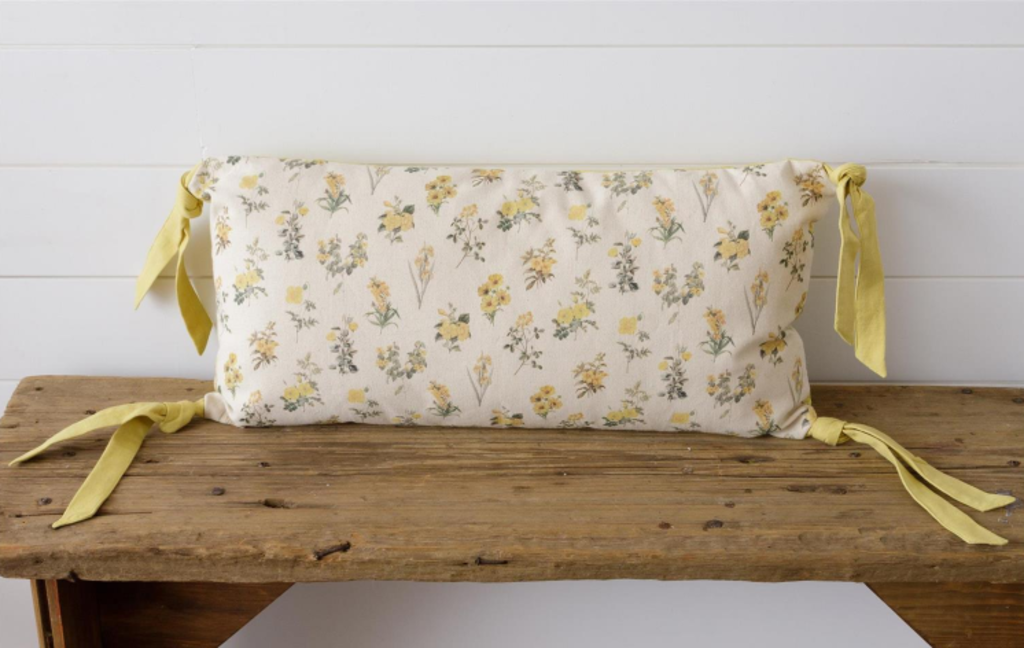 24" Yellow Flower Lumbar Pillow
